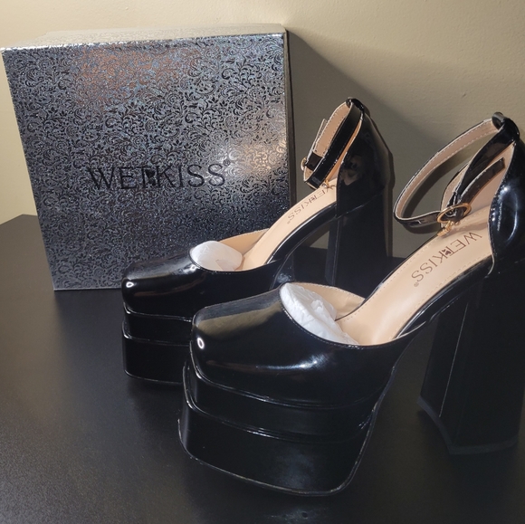 WetKiss Shoes Wetkiss Platform Chunky Heels For Women With Block